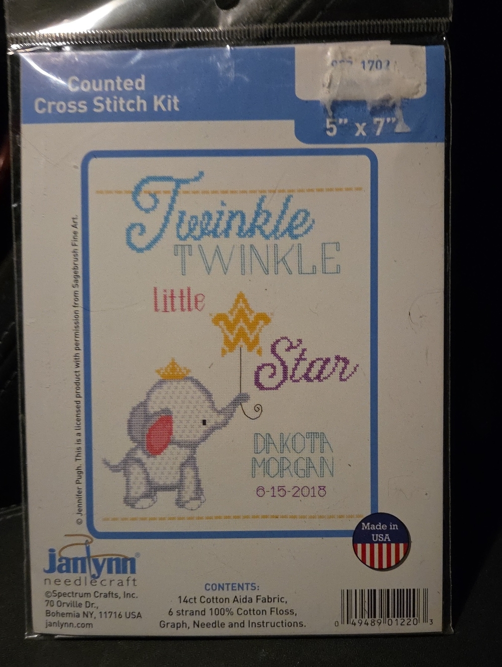 Janlynn Twinkle Twinkle Little Star Counted Cross Stitch Kit 5" X 7". NIP